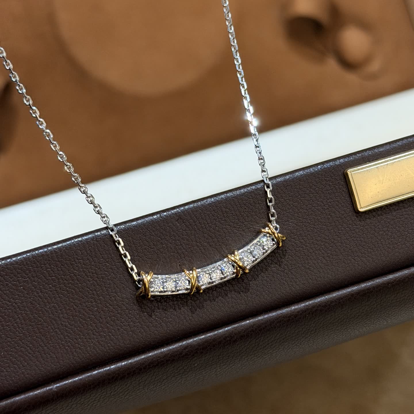 Tiffany & Co 925 Sterling Silver and Gold Plated Diamond Necklace